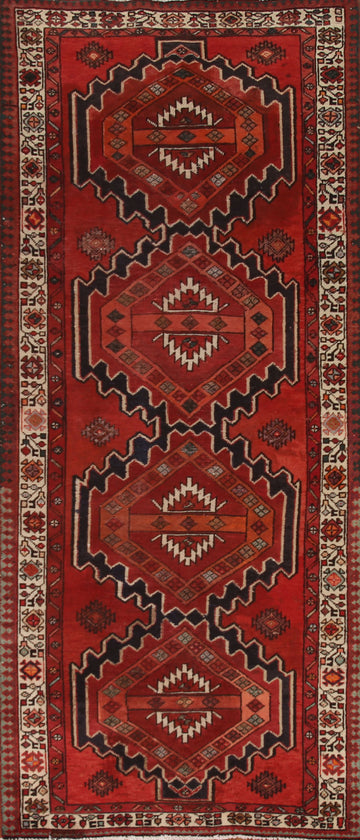 Geometric Red Ardebil Persian Runner Rug 4x10