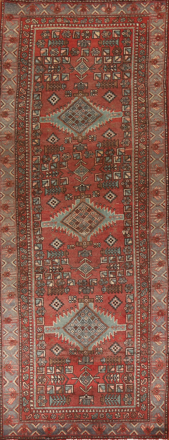 Geometric Heriz Persian Runner Rug 4x11