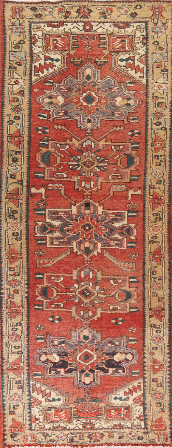 Vintage Wool Heriz Persian Runner Rug 4x10