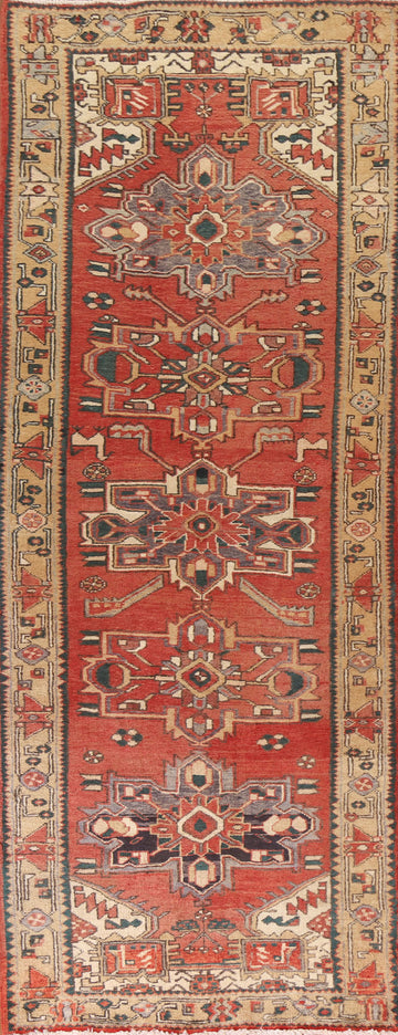 Vintage Wool Heriz Persian Runner Rug 4x10