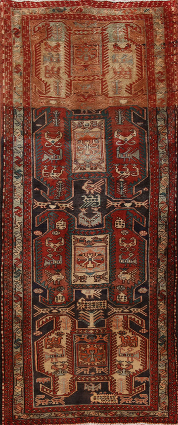 Vintage Tribal Meshkin Persian Runner Rug 4x10