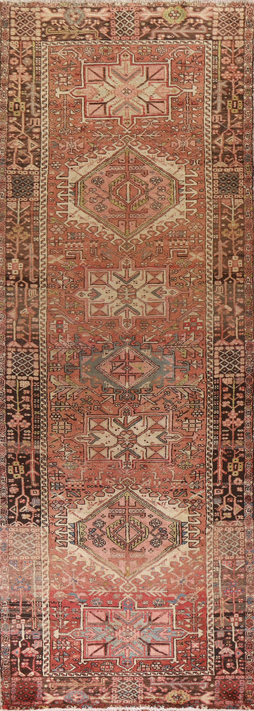 Tribal Geometric Gharajeh Persian Runner Rug 4x12