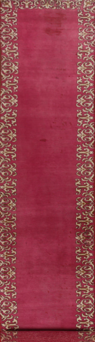 Wool Fuchsia Tabriz Persian Runner Rug 3x15