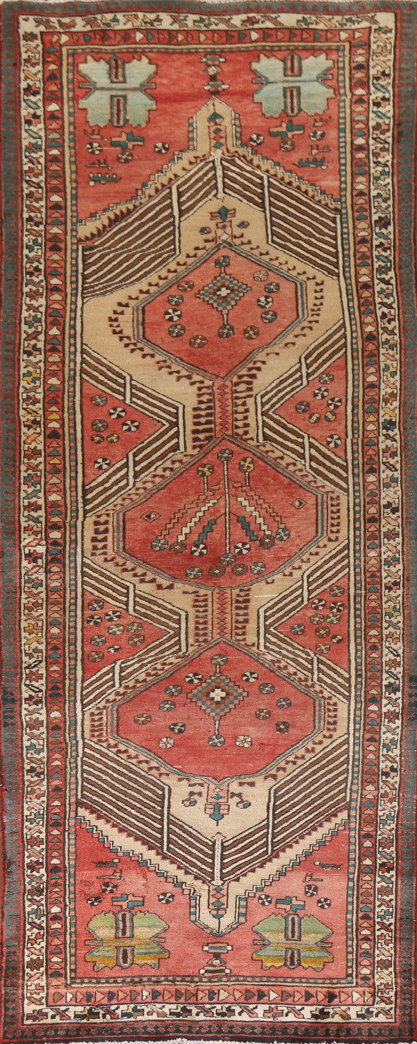 Vintage Wool Ardebil Persian Runner Rug 3x10