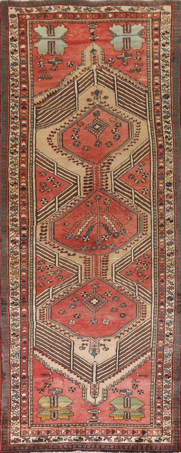 Vintage Wool Ardebil Persian Runner Rug 3x10