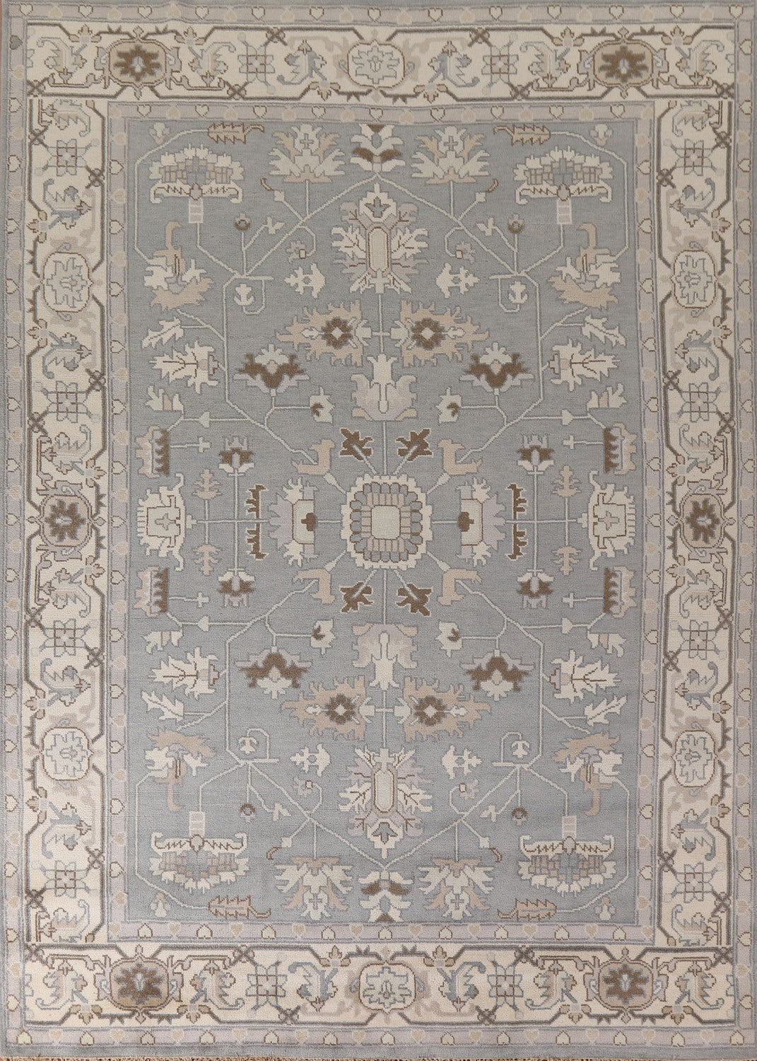 All-Over Gray Oushak Indian Living Room Rug 9x12