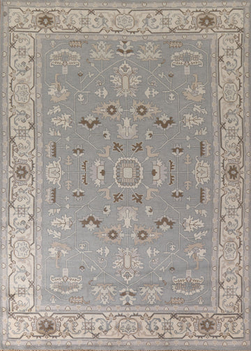 All-Over Gray Oushak Indian Living Room Rug 9x12