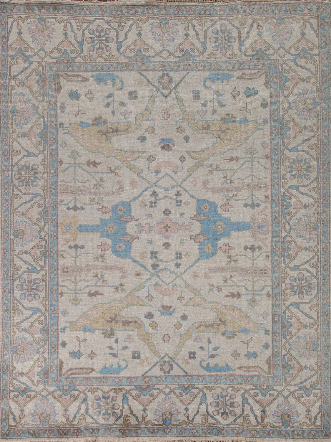 Ivory Wool Oushak Indian Area Rug 8x10