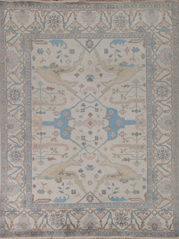 Ivory Wool Oushak Indian Area Rug 8x10