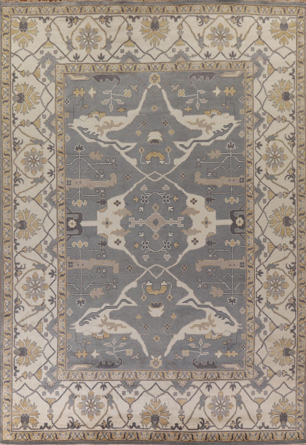 Gray Blue Oushak Large Indian Rug 10x14