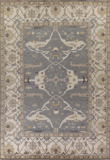 Gray Blue Oushak Large Indian Rug 10x14
