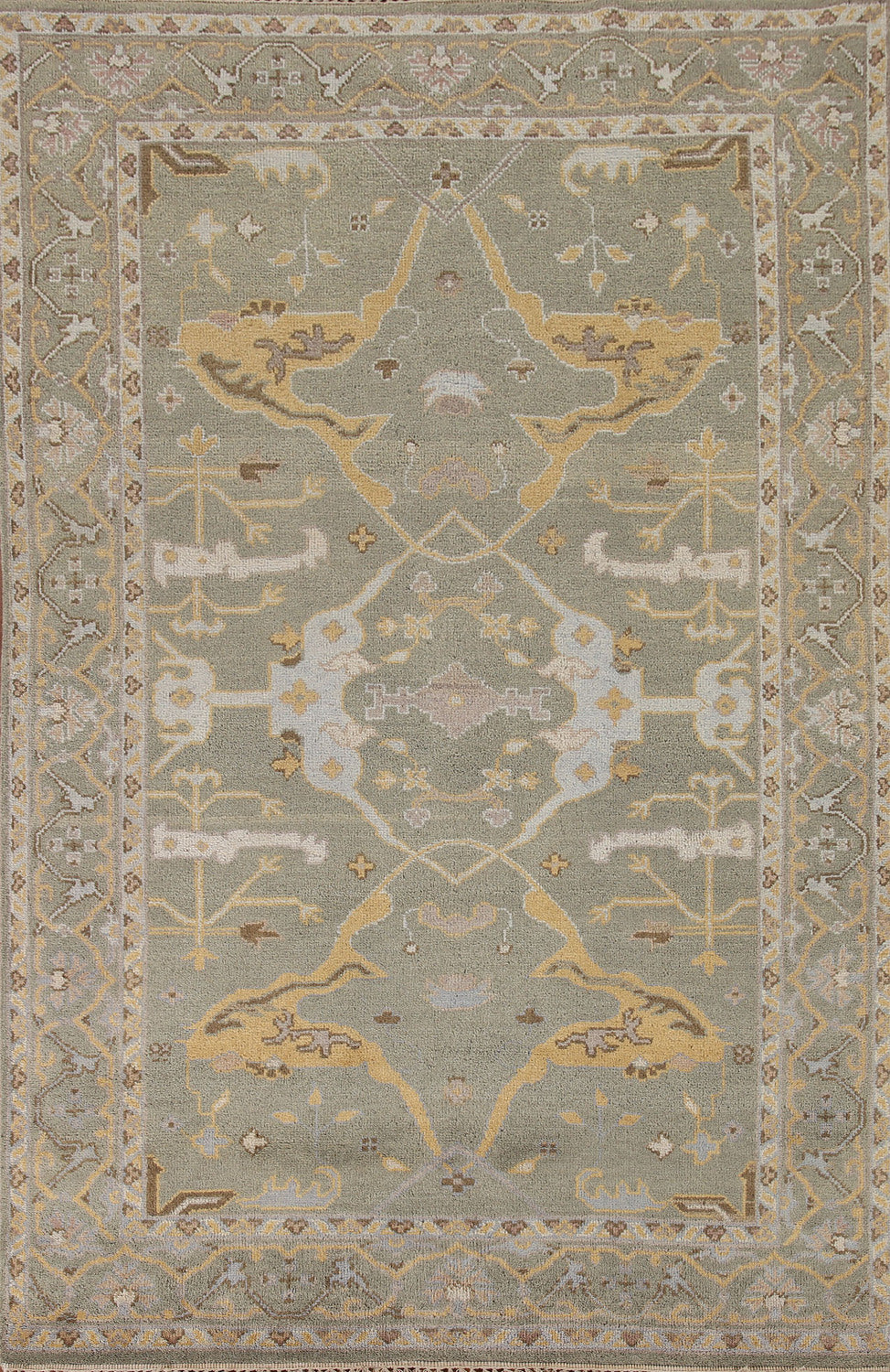 Handmade Green Oushak Indian Area Rug 6x9