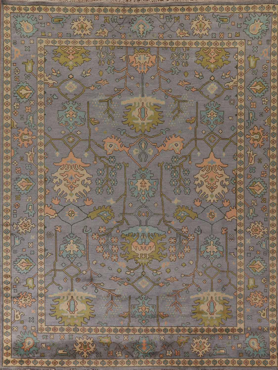 All-Over Floral Gray Oushak Oriental Area Rug 9x12