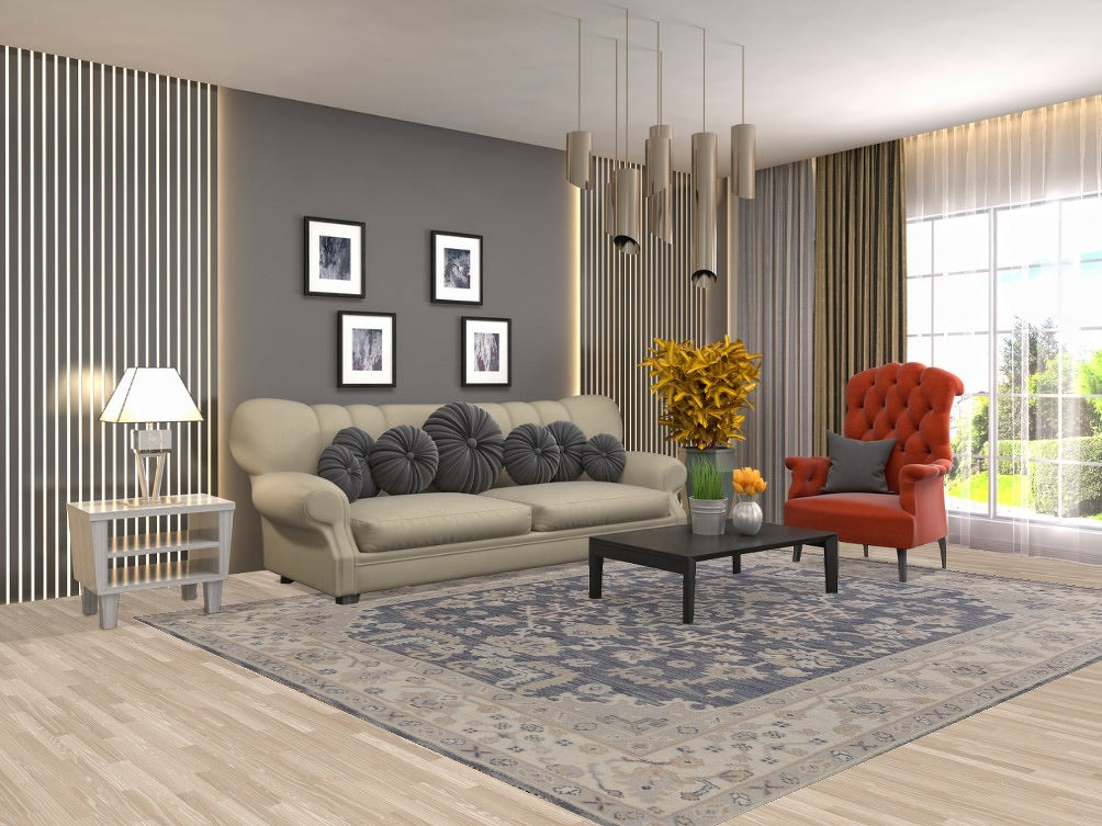 Navy Blue Oushak Living Room Area Rug 8x10