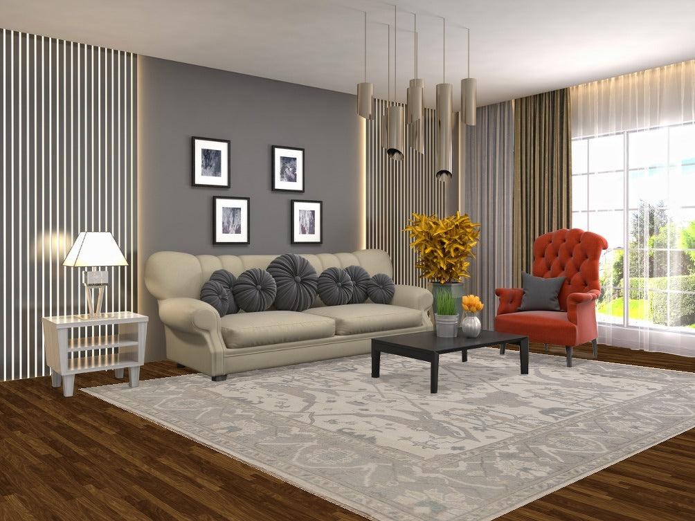 Ivory Oushak Living Room Area Rug 8x10