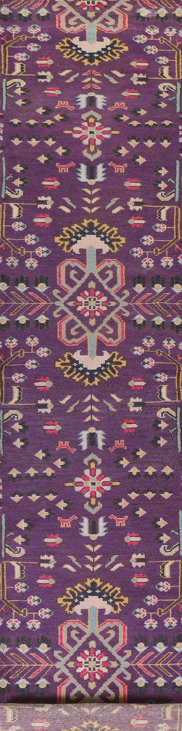 Purple Wool Heriz Serapi Indian Runner Rug 3x16