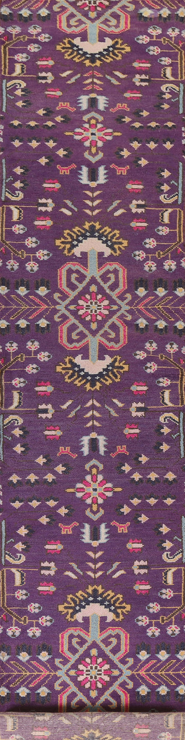 Purple Wool Heriz Serapi Indian Runner Rug 3x16