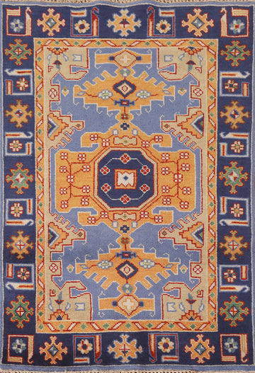 Blue & Rust Heriz Serapi Indian Wool Rug 4x6