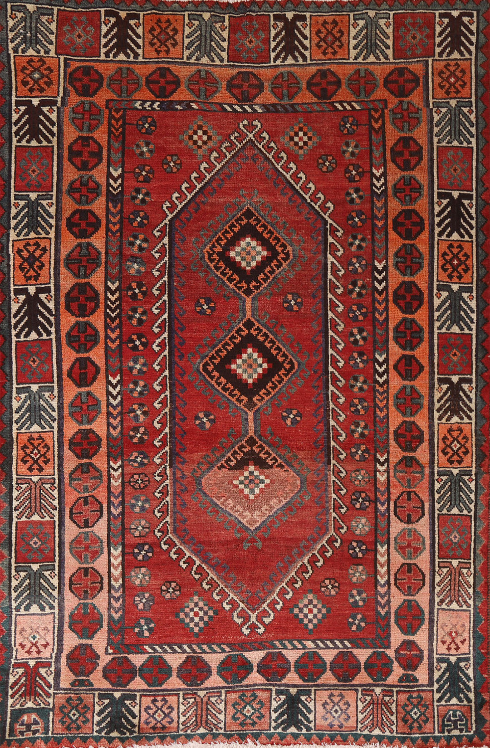 Geometric Red Shiraz Persian Area Rug 5x8
