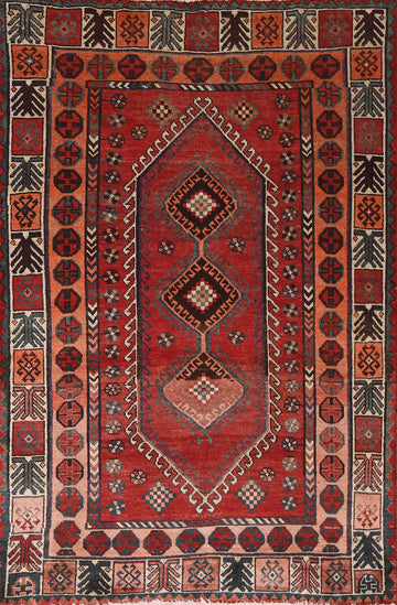 Geometric Red Shiraz Persian Area Rug 5x8
