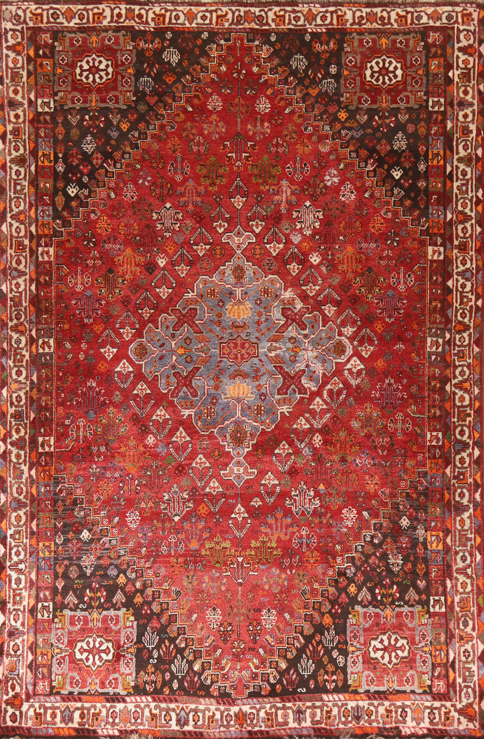 Vintage Wool Shiraz Persian Area Rug 5x8