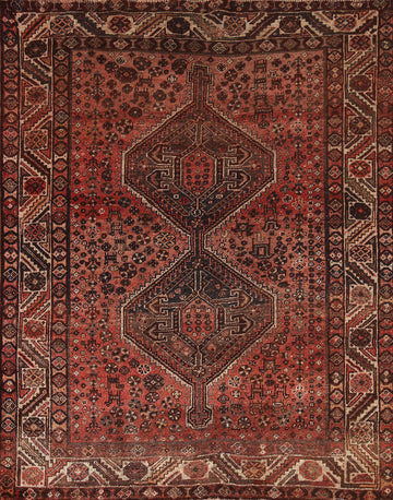 Antique Vegetable Dye Qashqai Persian Rug 5x6