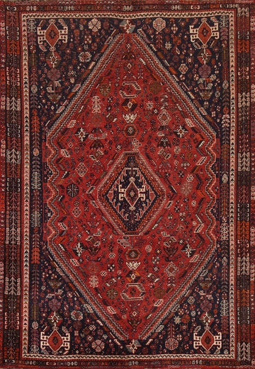 Vintage Wool Shiraz Persian Area Rug 6x9