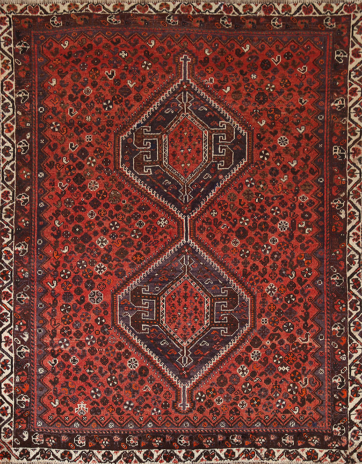 Vintage Wool Qashqai Persian Rug 5x6