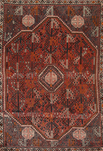 Geometric Qashqai Persian Area Rug 6x9