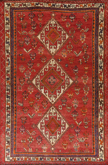 Tribal Red Shiraz Persian Area Rug 5x8