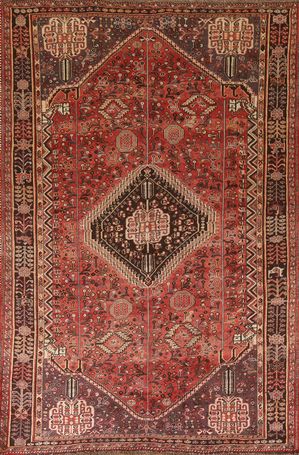 Vintage Wool Shiraz Persian Area Rug 5x8