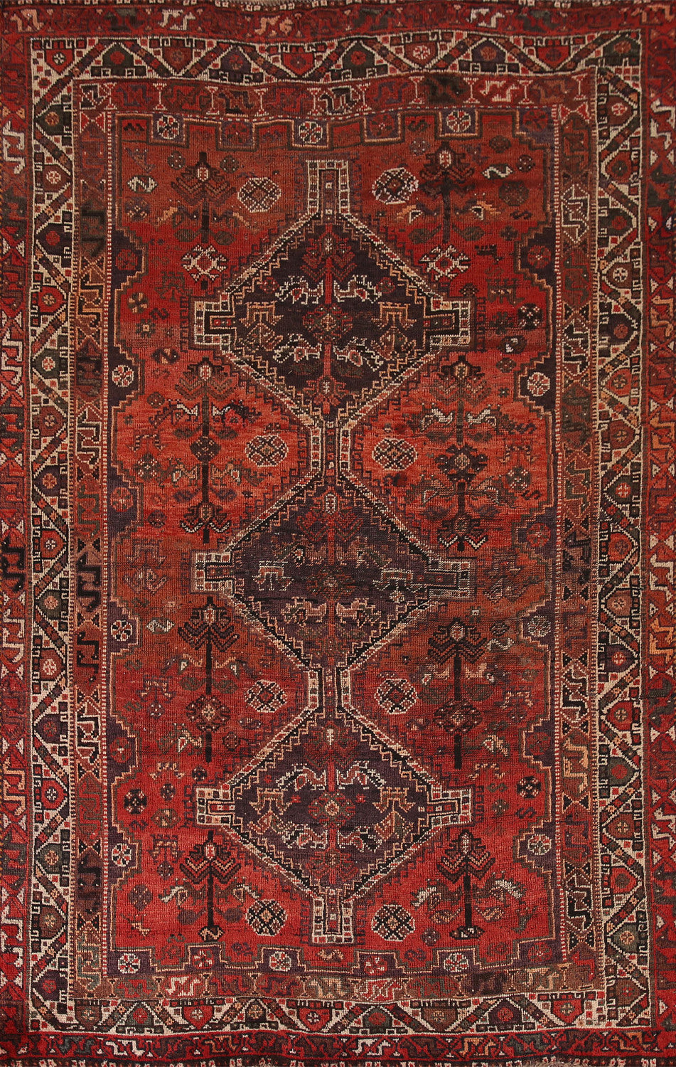 Antique Qashqai Persian Area Rug 5x8