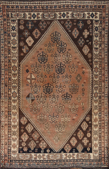 Vegetable Dye Wool Qashqai Persian Area Rug 5x8