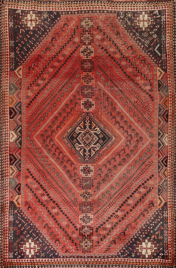 Antique Vegetable Dye Shiraz Persian Area Rug 7x10
