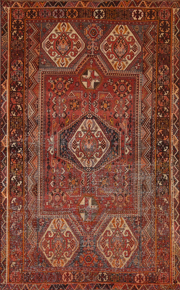 Antique Shiraz Persian Area Rug 5x8