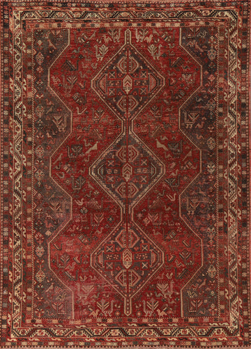 Antique Red Shiraz Persian Area Rug 7x9