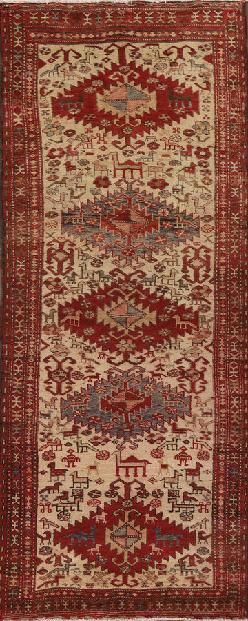 Animals Tribal Heriz Persian Runner Rug 4x10