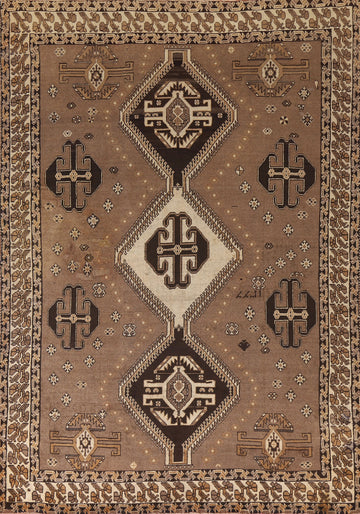 Brown Geometric Shiraz Persian Area Rug 7x10