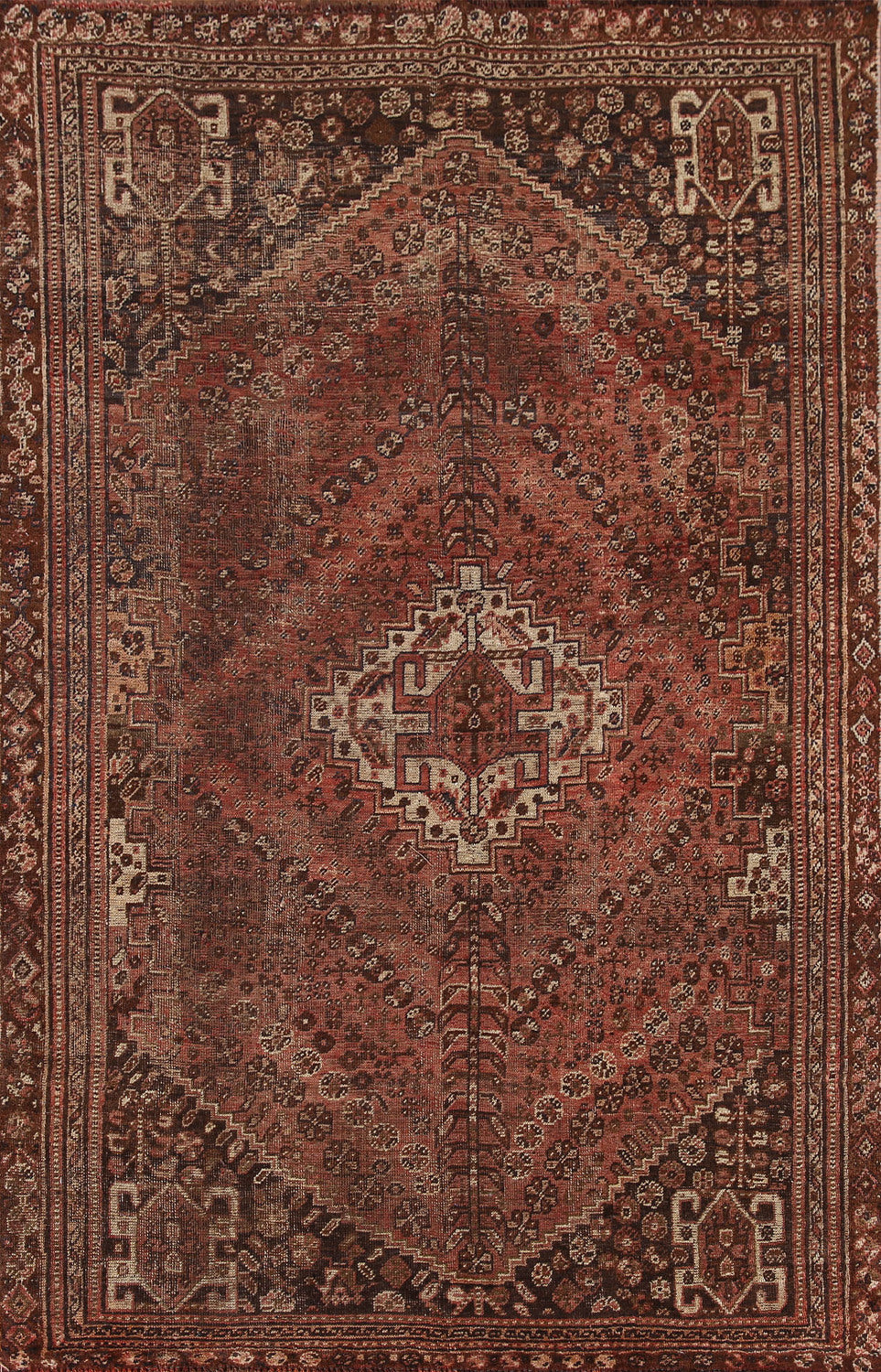 Antique Qashqai Persian Area Rug 5x8