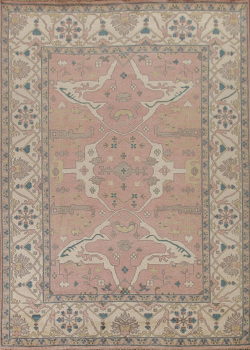 Geometric Pink Oushak Indian Area Rug 9x11