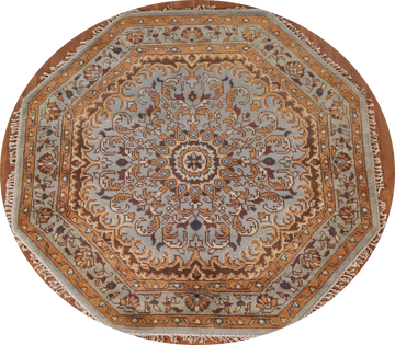 Handmade Heriz Serapi Indian Octagon Rug 6x6