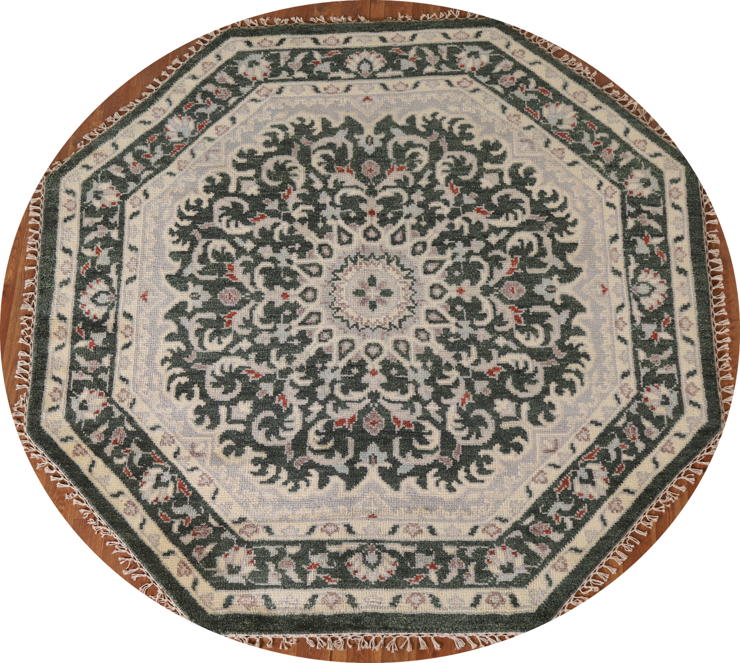 Green Heriz Serapi Octagon Indian Rug 6x6