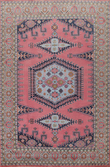 Pink Geometric Viss Indian Large Rug 10x14
