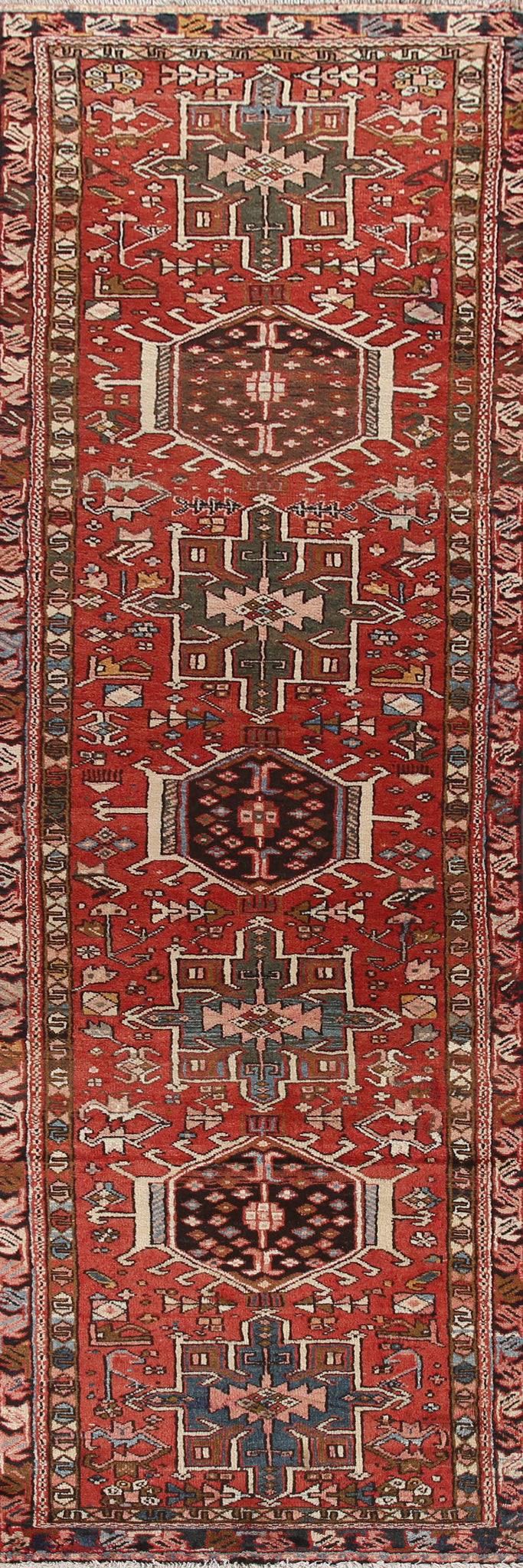 Geometric Gharajeh Persian Runner Rug 3x12