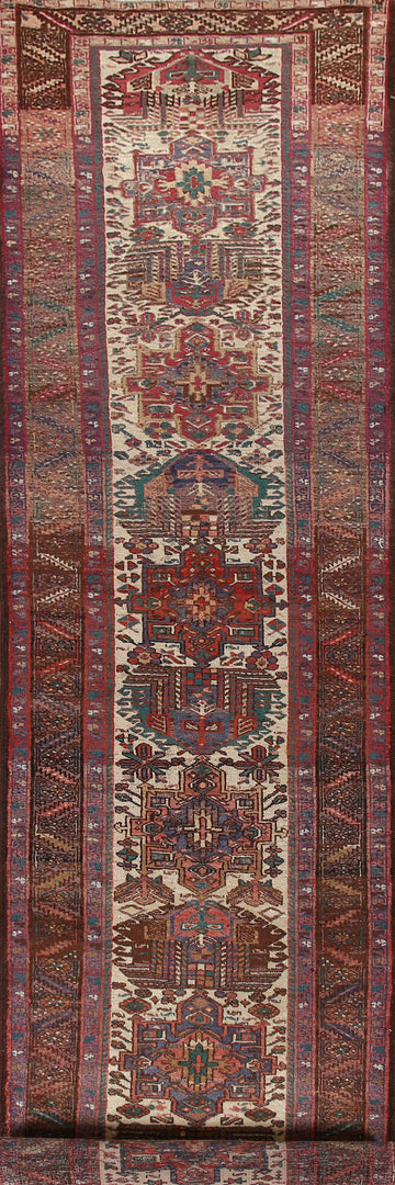 Geometric Heriz Persian Runner Rug 3x14