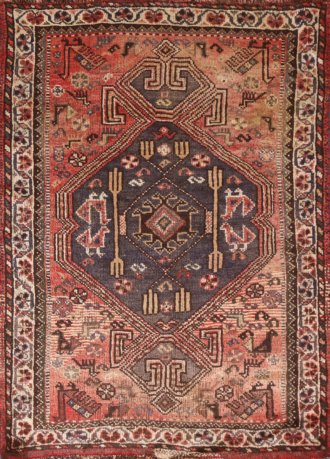Tribal Geometric Qashqai Persian Rug 4x5