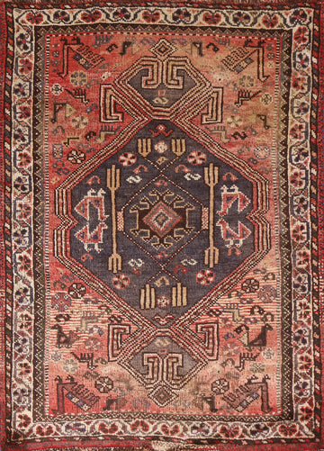 Tribal Geometric Qashqai Persian Rug 4x5