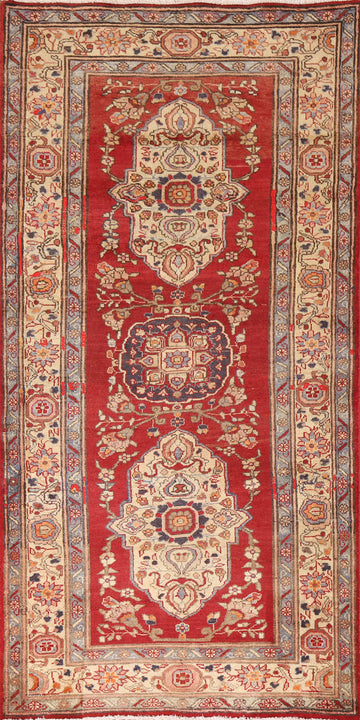 Handmade Red Tabriz Persian Runner Rug 3x7