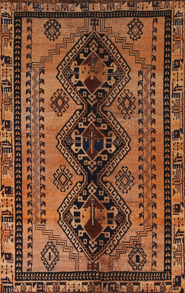 Geometric Wool Qashqai Persian Rug 4x7
