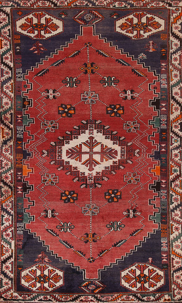 Geometric Wool Shiraz Persian Area Rug 5x8